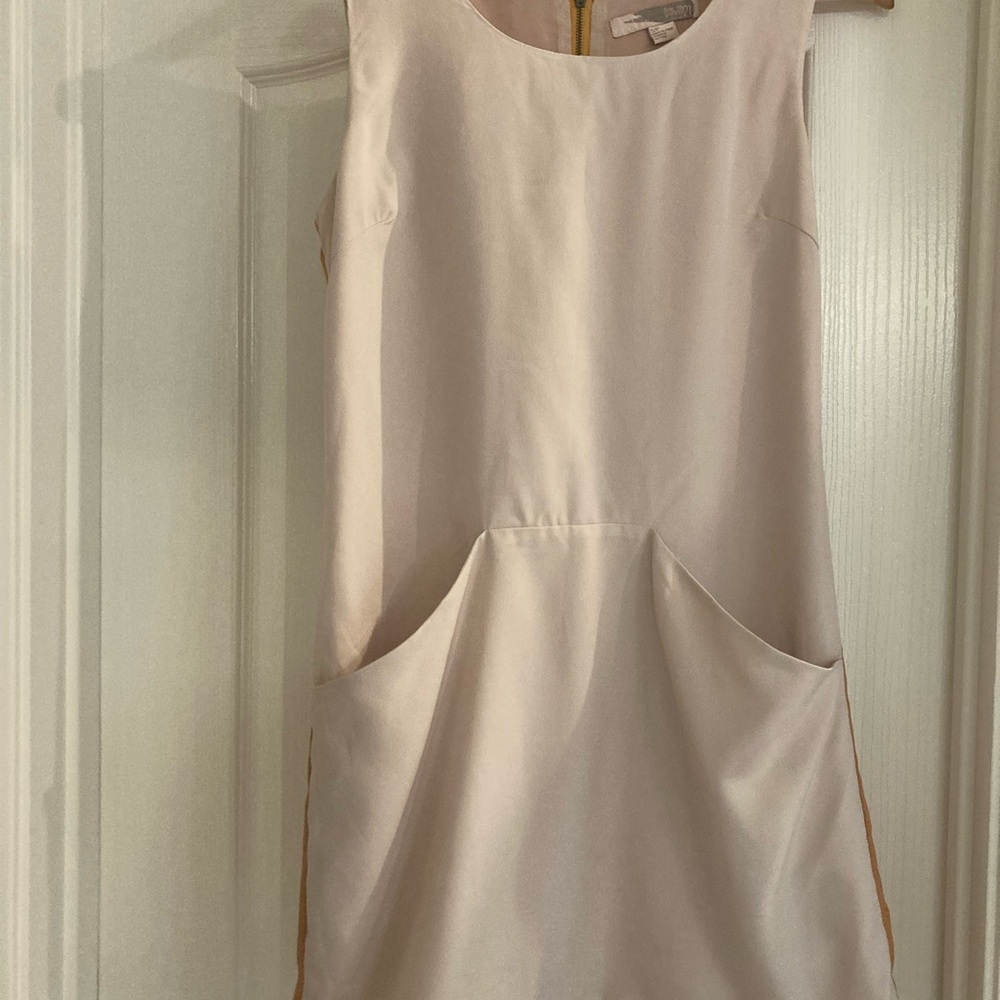 Forever 21 Color block Cream and orange beige Mini Dress with Pockets